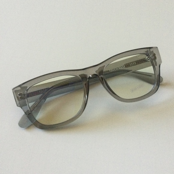 QUAY TOUCH BASE 1212 BLUE LIGHT BLOCKING GLASSES UNISEX GRAY TRANSPARENT NWOT